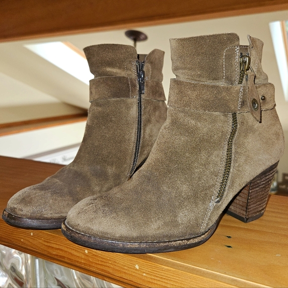 Paul Green Dallas Suede Earth Brown Booties Size 5 - Picture 2 of 14